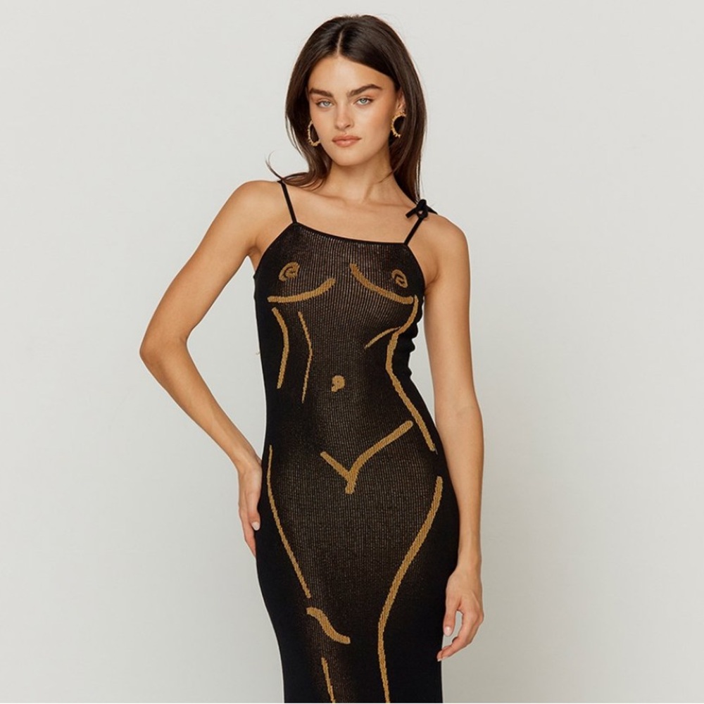 HOUSE OF SUNNY STATUE DRESS IN ONYX